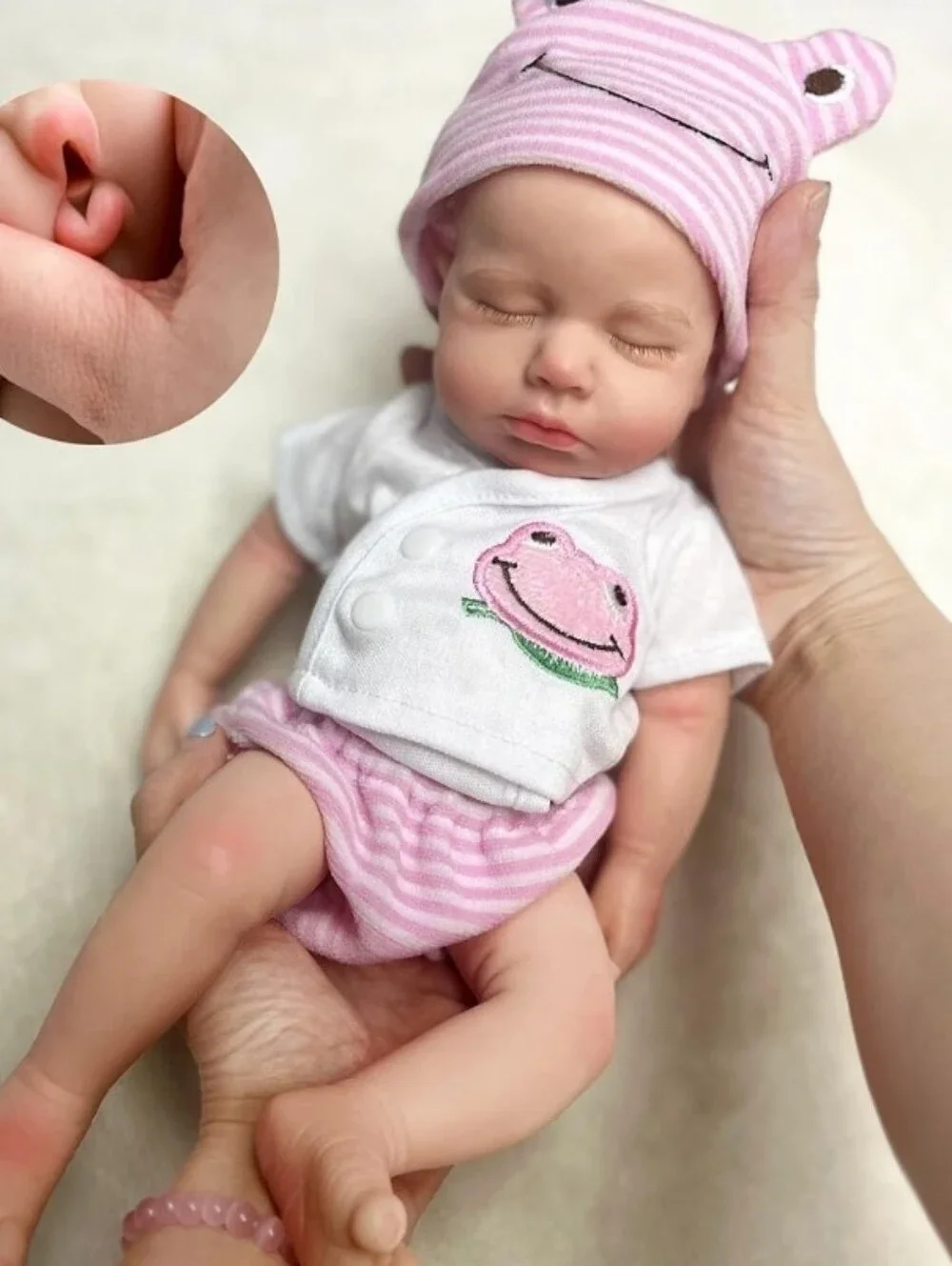 Silicone Baby Doll Pink Frog Hat & Outfit Set - Kids Accessories